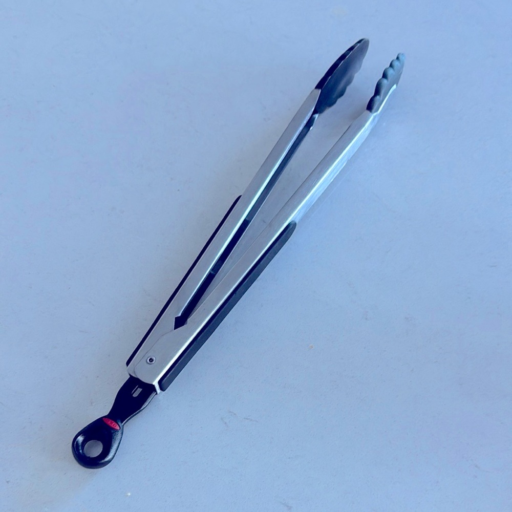 OXO Good Grips Nine Inch Locking Tongs Stainless Steel with Plastic Tips